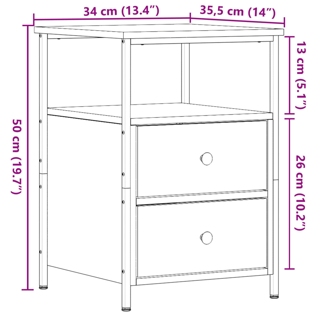Nattbord gammelt tre 34x35,5x50 cm konstruert tre
