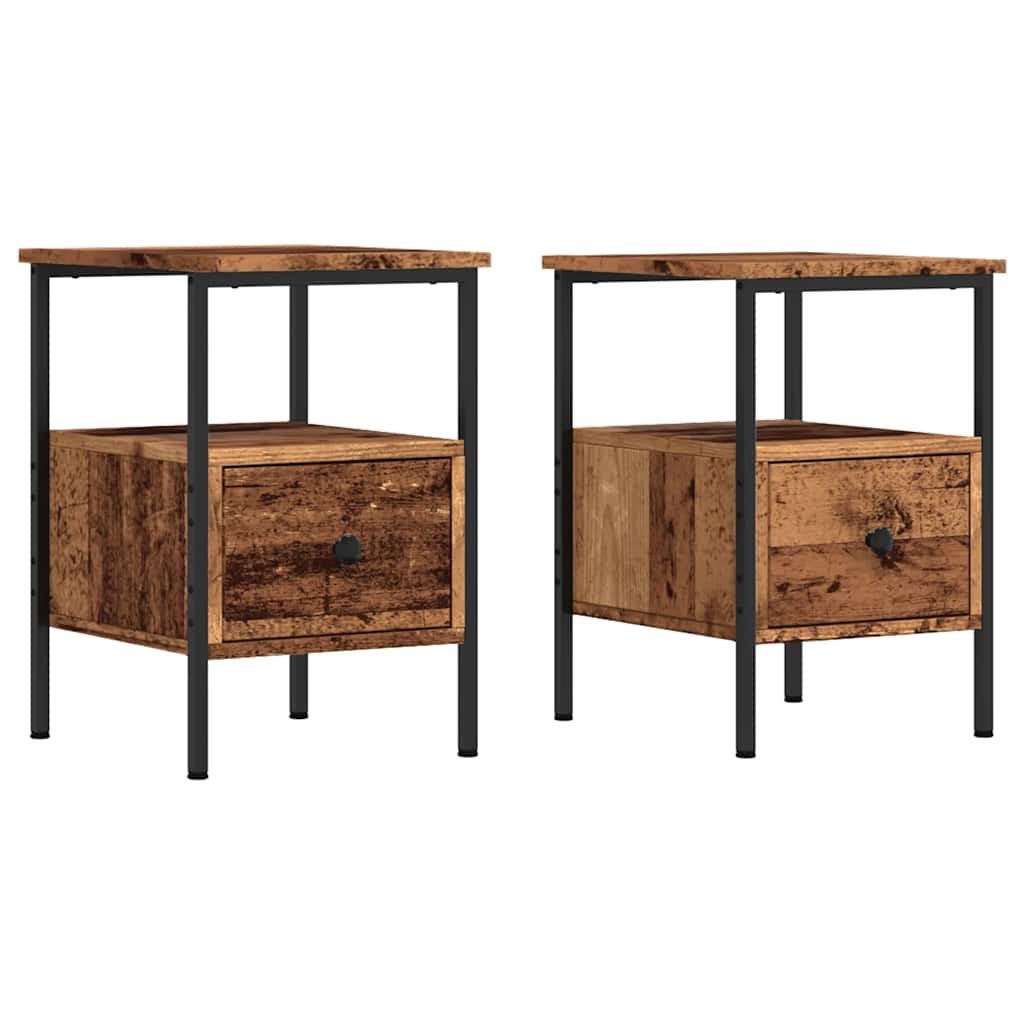 Nattbord 2 stk gammelt tre 34x36x50 cm konstruert tre