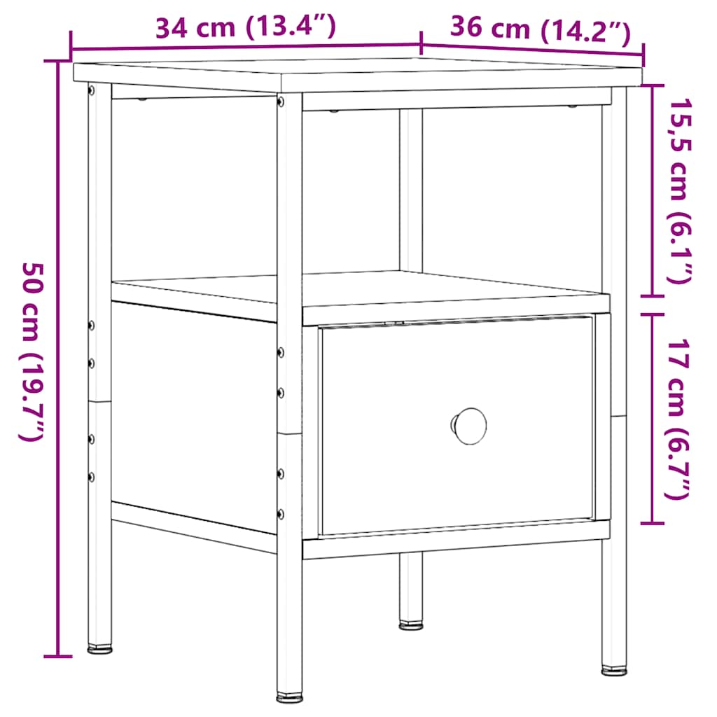 Nattbord 2 stk gammelt tre 34x36x50 cm konstruert tre
