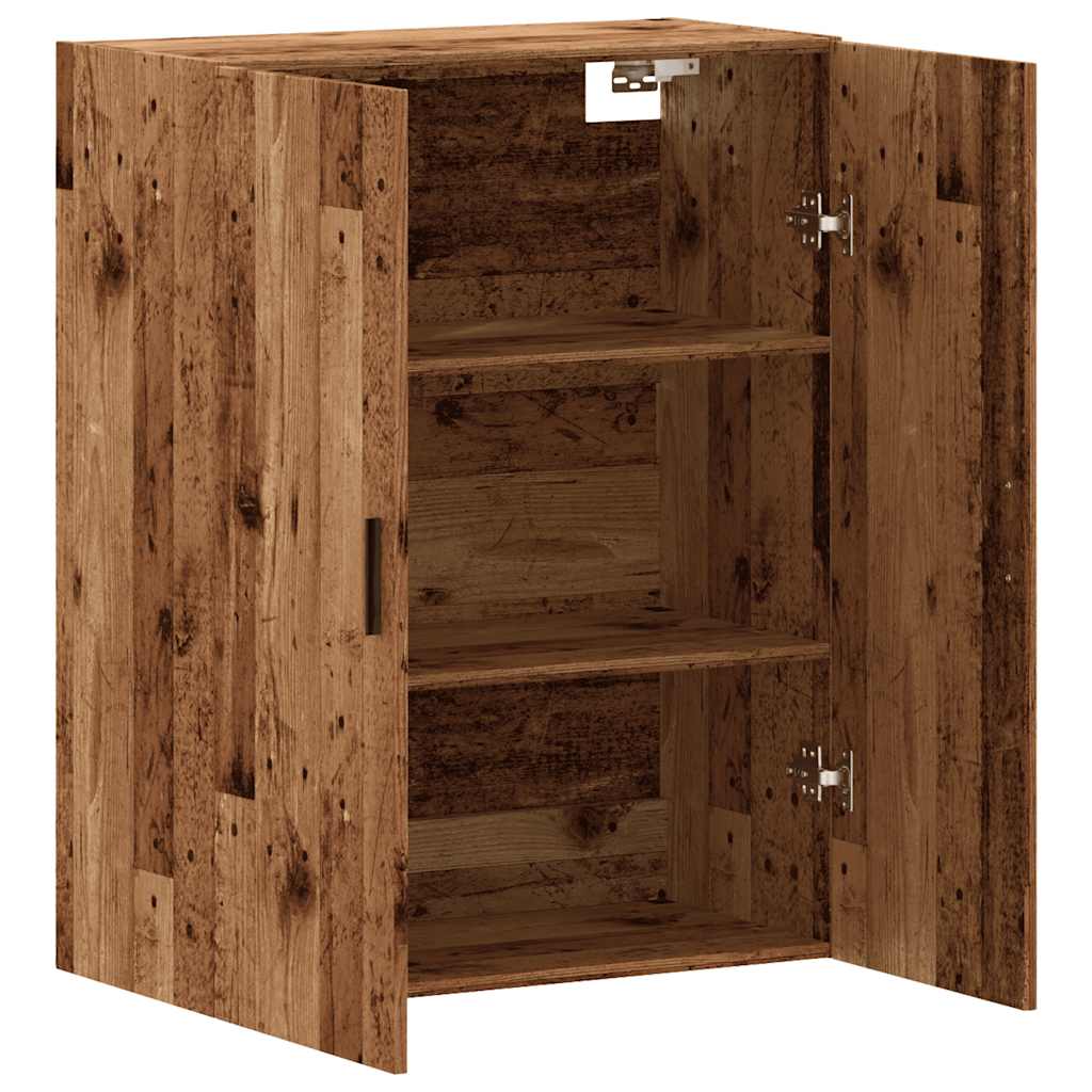 Veggmontert skap gammelt tre 69,5x34x90 cm