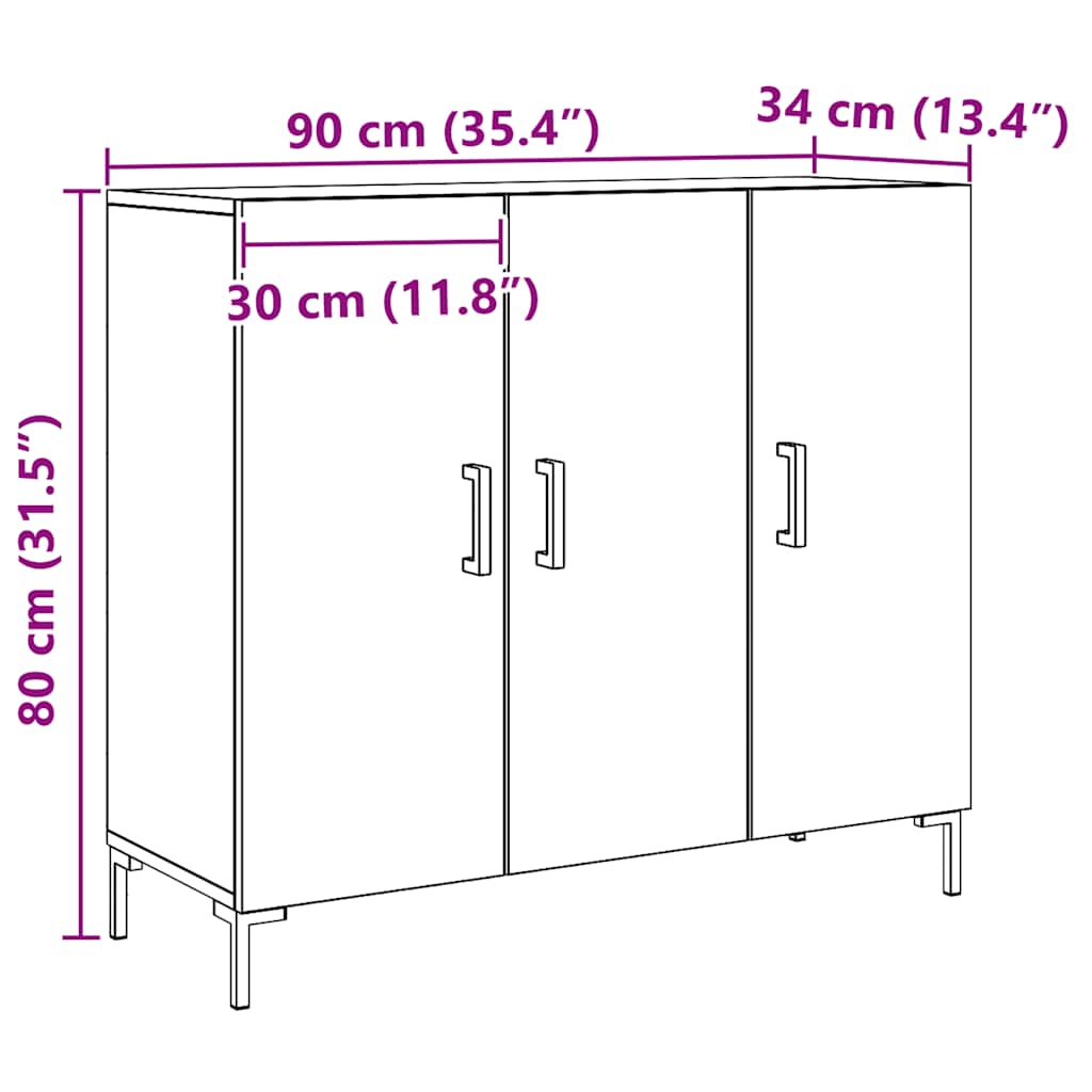 Skjenk artisan eik 90x34x80 cm konstruert tre