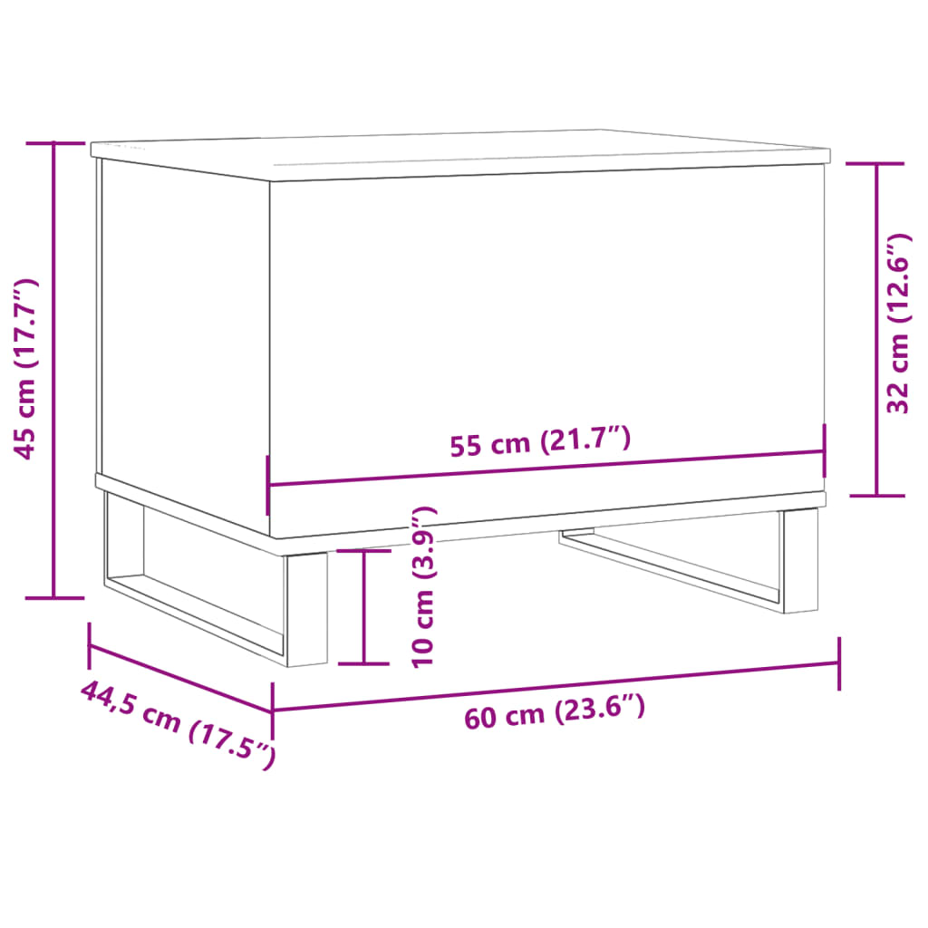 Salongbord gammelt tre 60x44,5x45 cm konstruert tre