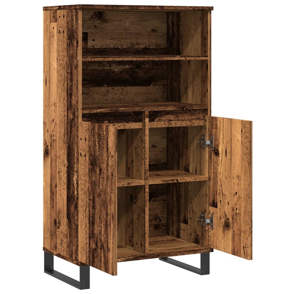 Highboard gammelt tre 60x36x110 cm konstruert tre