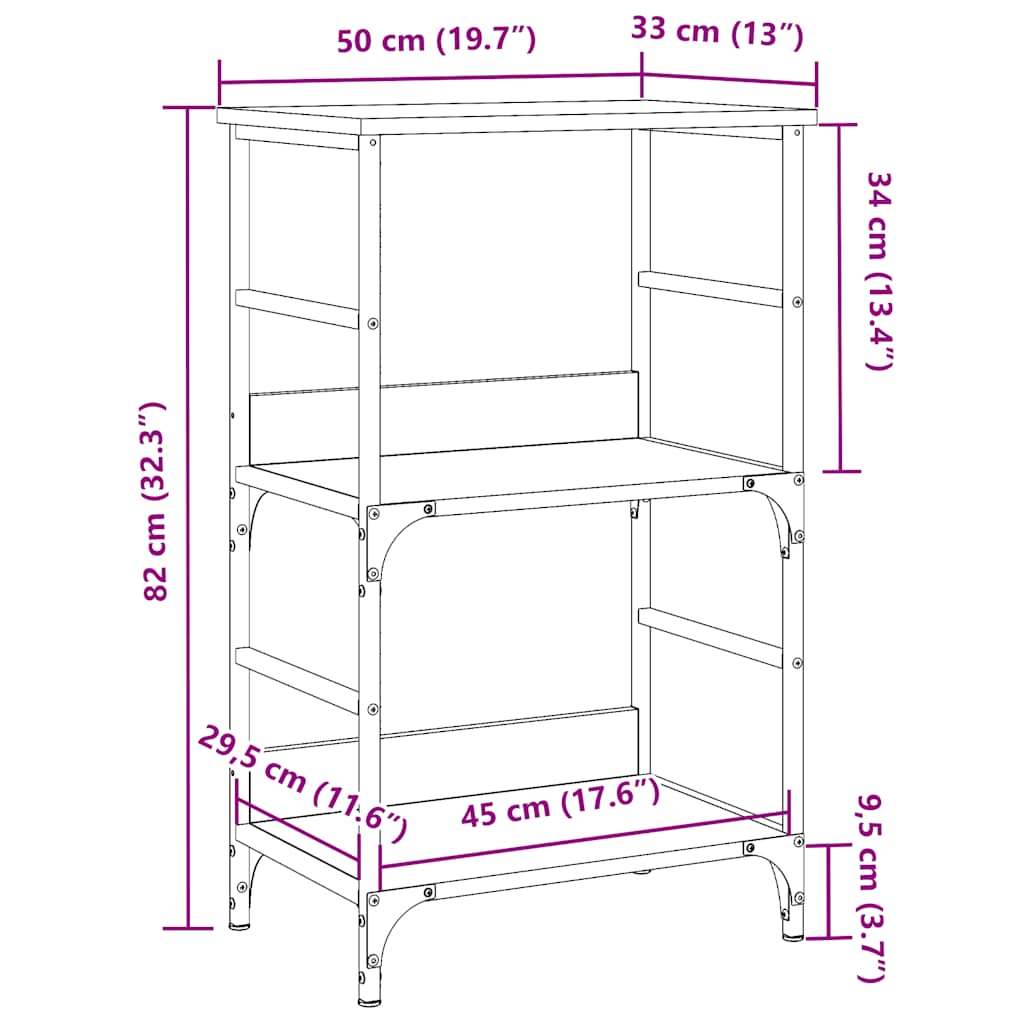 Bokhylle gammelt tre 50x33x82 cm konstruert tre