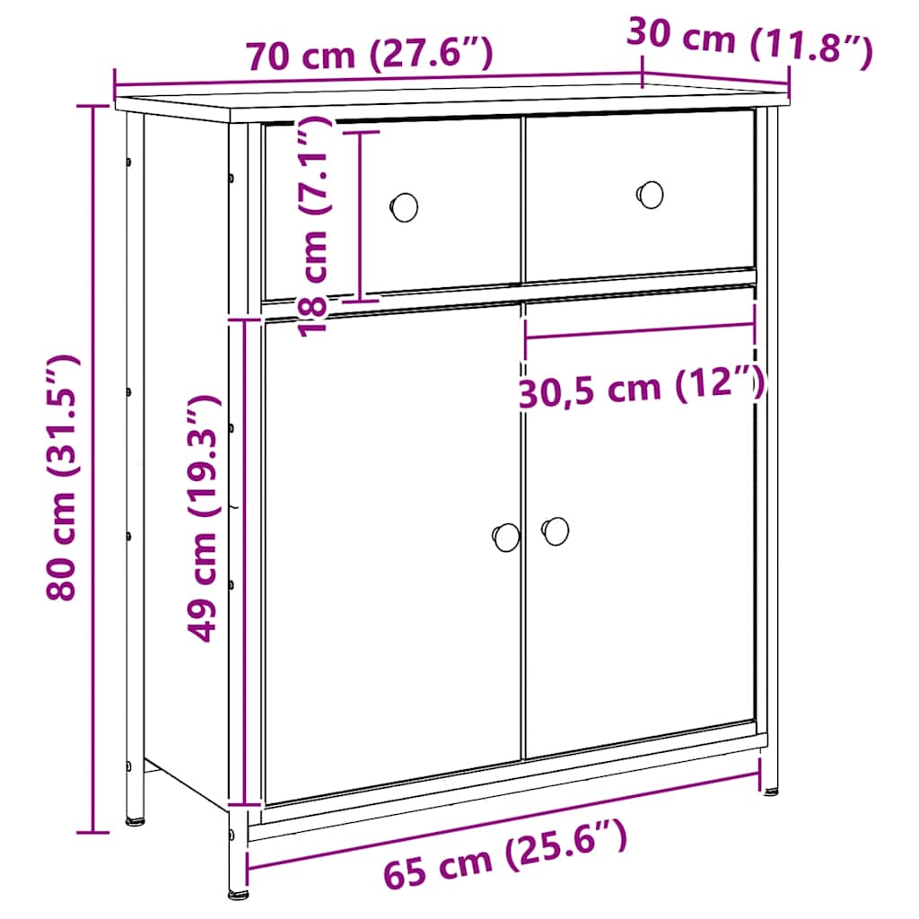 Skjenk artisan eik 70x30x80 cm konstruert tre