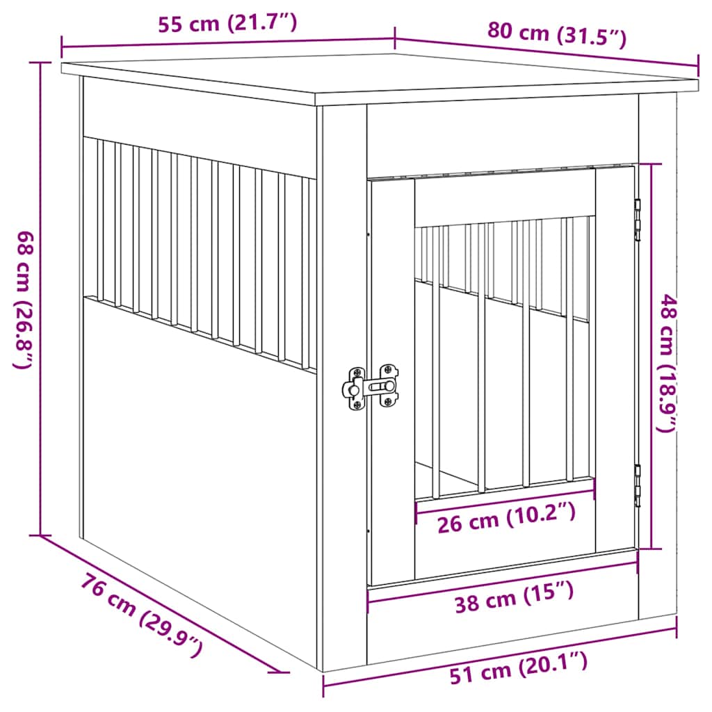 Hundeburmøbler gammelt tre 55x80x68 cm konstruert tre