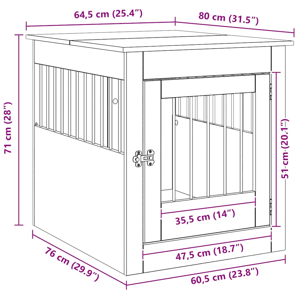 Hundeburmøbler artisan eik 64,5x80x71 cm konstruert tre