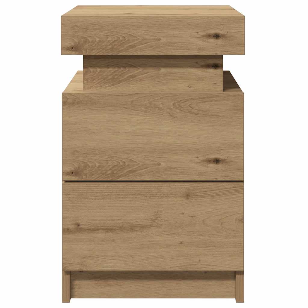 Nattbord 2 stk med LED artisan eik 35x39x55 cm konstruert tre