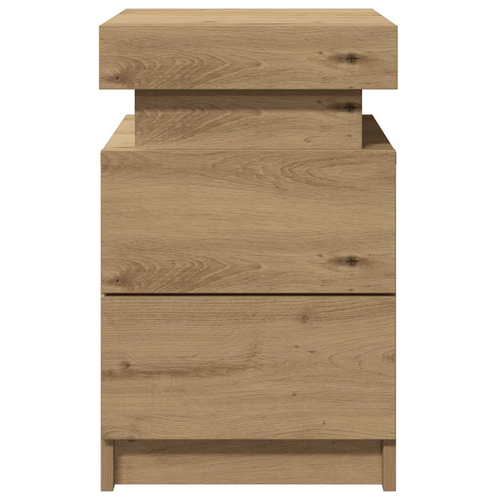 Nattbord 2 stk med LED artisan eik 35x39x55 cm konstruert tre