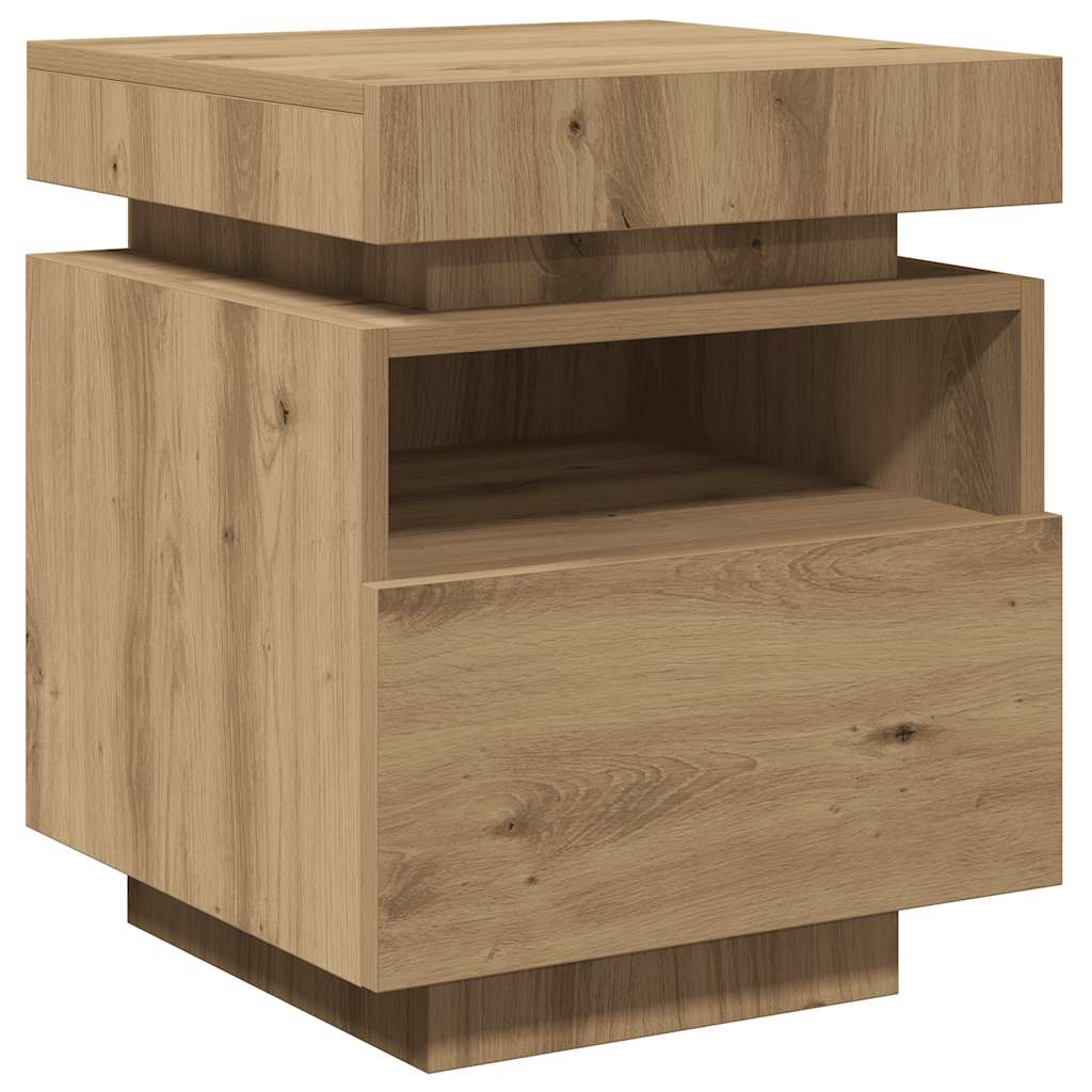 Nattbord med LED artisan eik 40x39x48,5 cm