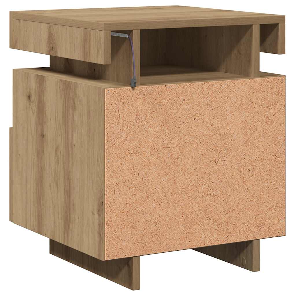 Nattbord med LED artisan eik 40x39x48,5 cm