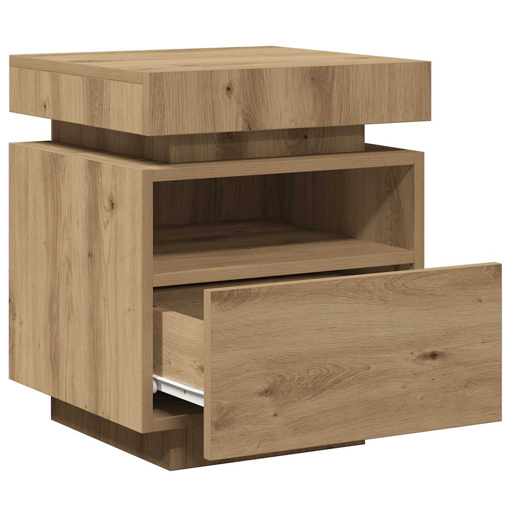 Nattbord med LED 2 stk artisan eik 40x39x48,5 cm