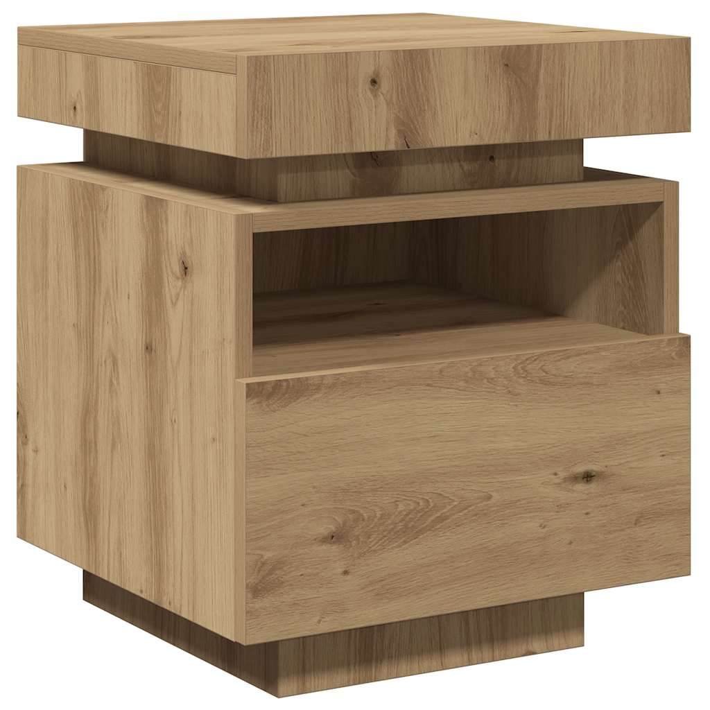 Nattbord med LED 2 stk artisan eik 40x39x48,5 cm