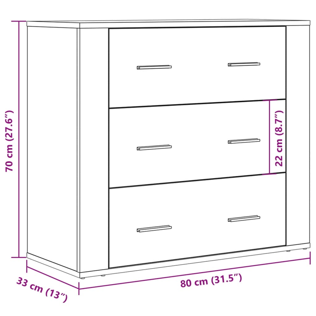 Skjenk artisan eik 80x33x70 cm konstruert tre