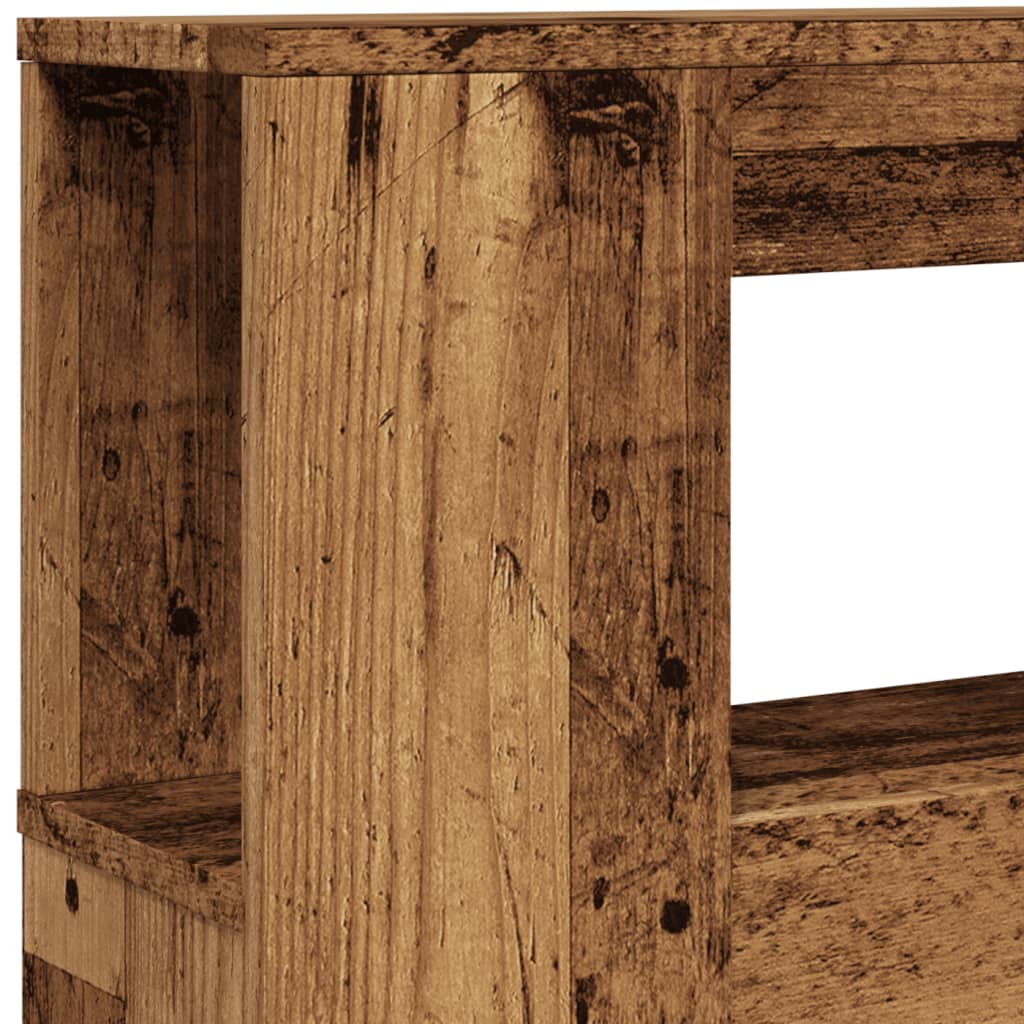 Sengegavl med LED gammelt tre 140x18,5x103,5 cm konstruert tre
