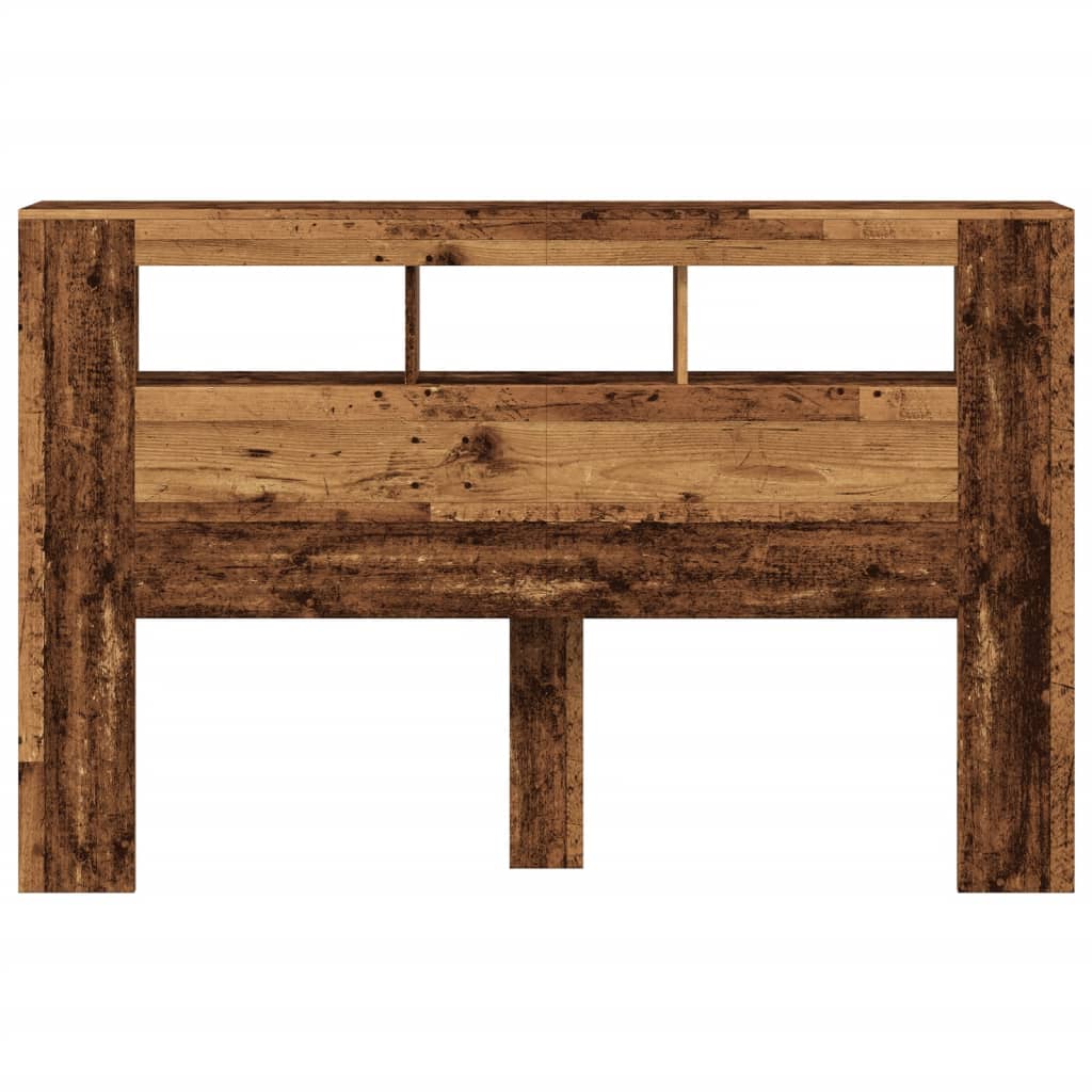 Sengegavl med LED gammelt tre 160x18,5x103,5 cm konstruert tre