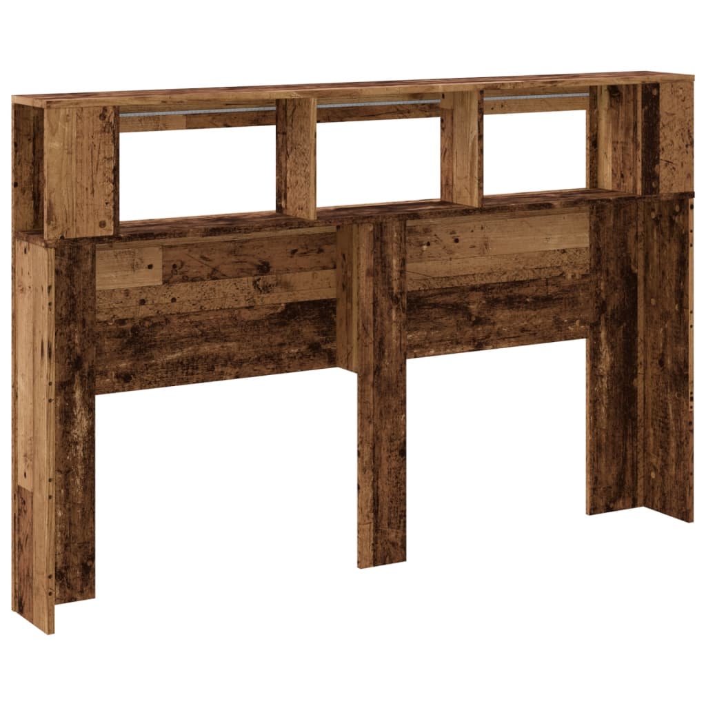 Sengegavl med LED gammelt tre 160x18,5x103,5 cm konstruert tre