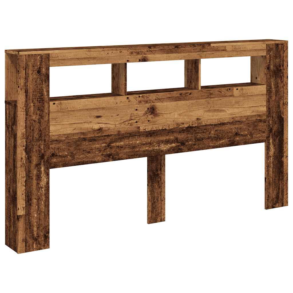 Sengegavl med LED gammelt tre 180x18,5x103,5 cm konstruert tre