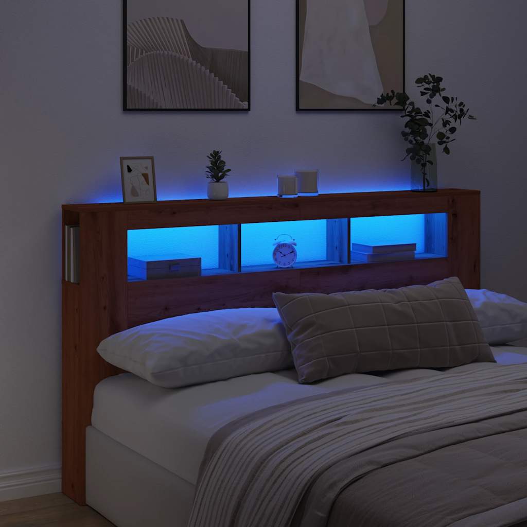 Sengegavl med LED artisan eik 180x18,5x103,5 cm konstruert tre