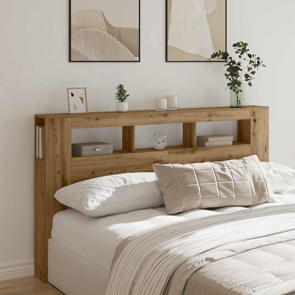 Sengegavl med LED artisan eik 180x18,5x103,5 cm konstruert tre