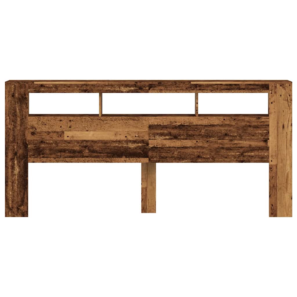Sengegavl med LED gammelt tre 220x18,5x103,5 cm konstruert tre