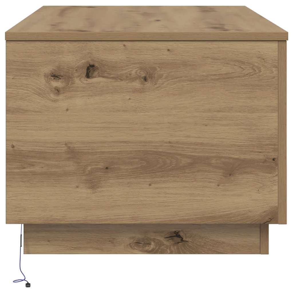 Salongbord med LED-lys artisan eik 90x50x40 cm