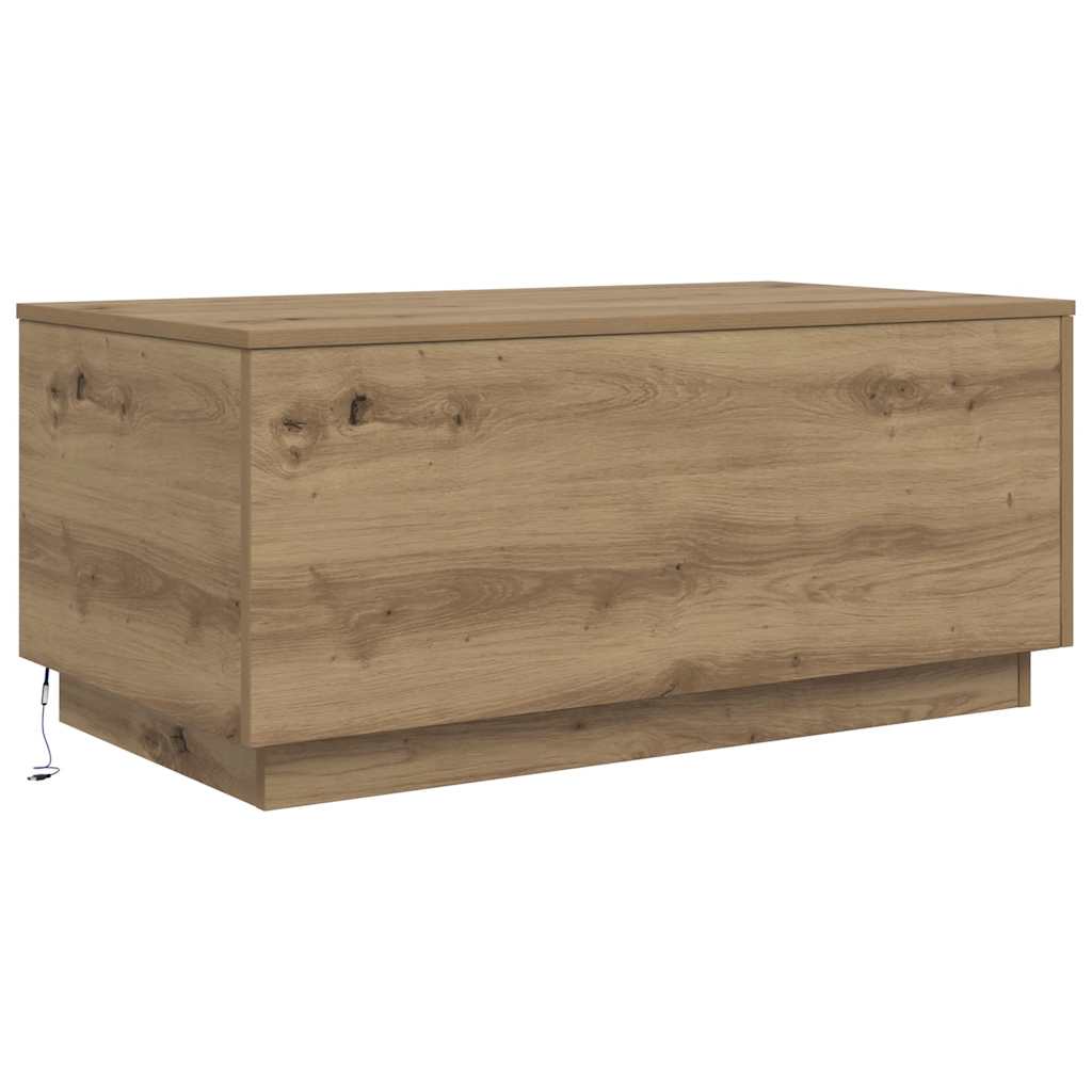 Salongbord med LED-lys artisan eik 90x50x40 cm
