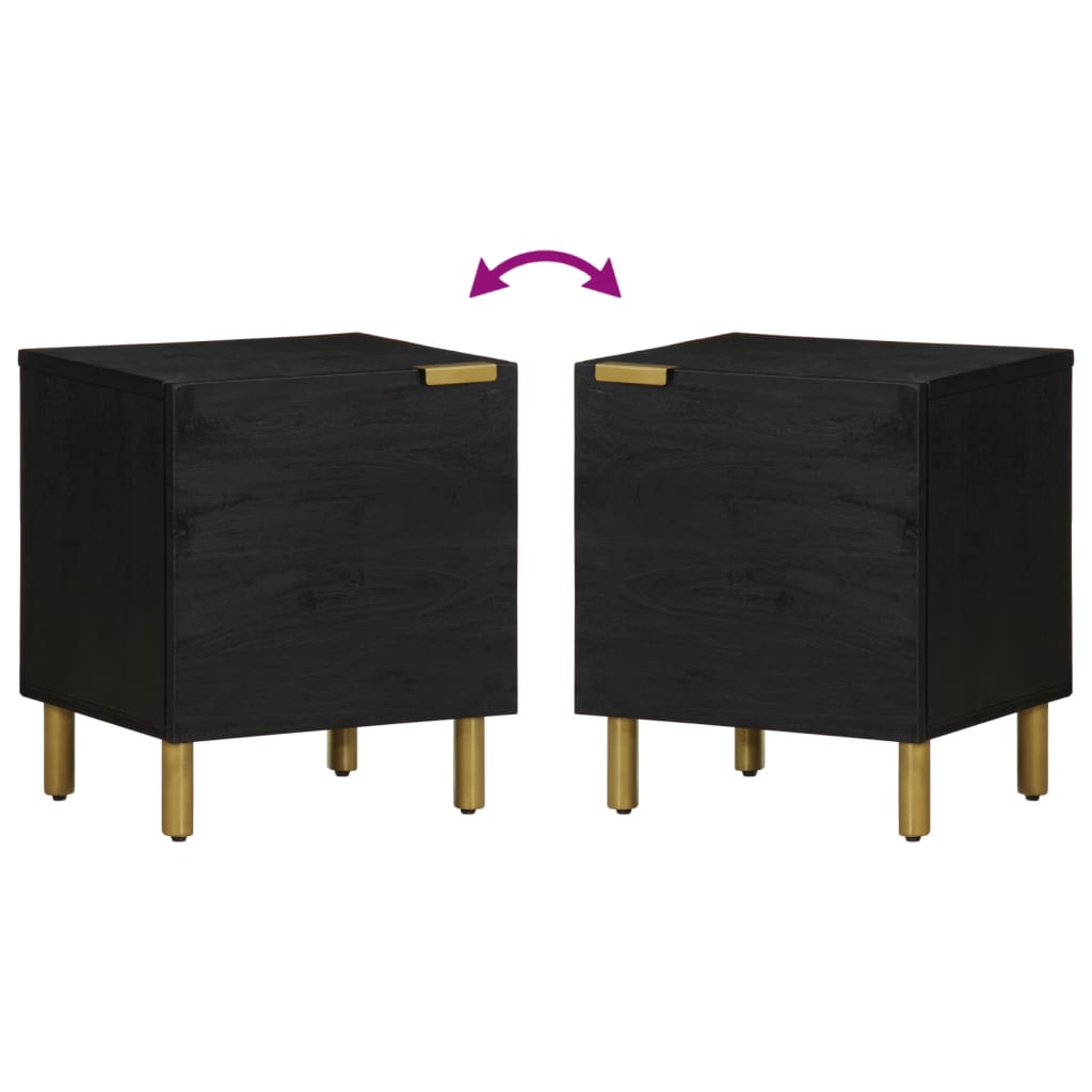 Nattbord svart 40x33x46 cm heltre mango