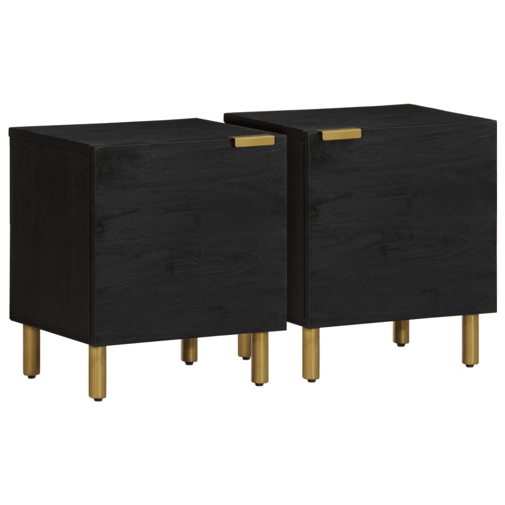 Nattbord 2 stk svart 40x33x46 cm heltre mango