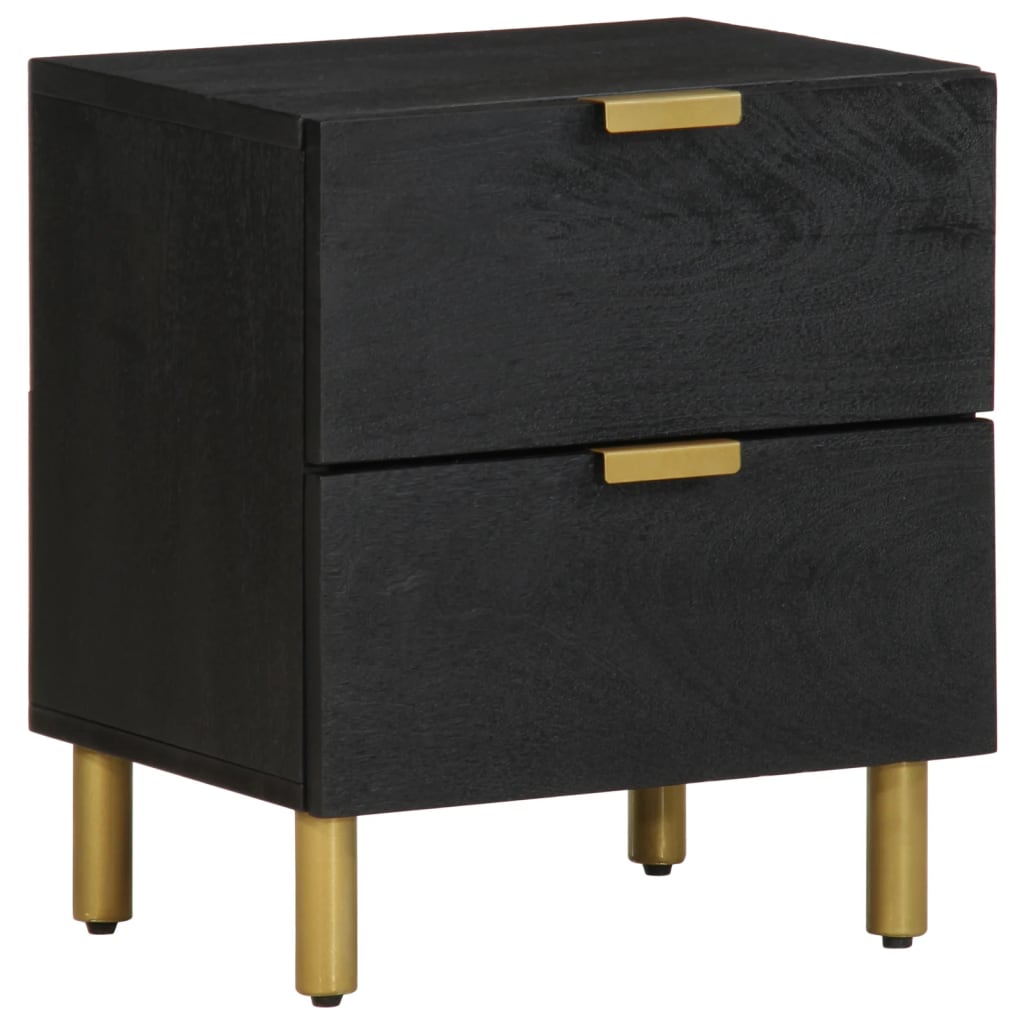 Nattbord svart 40x33x46 cm heltre mango