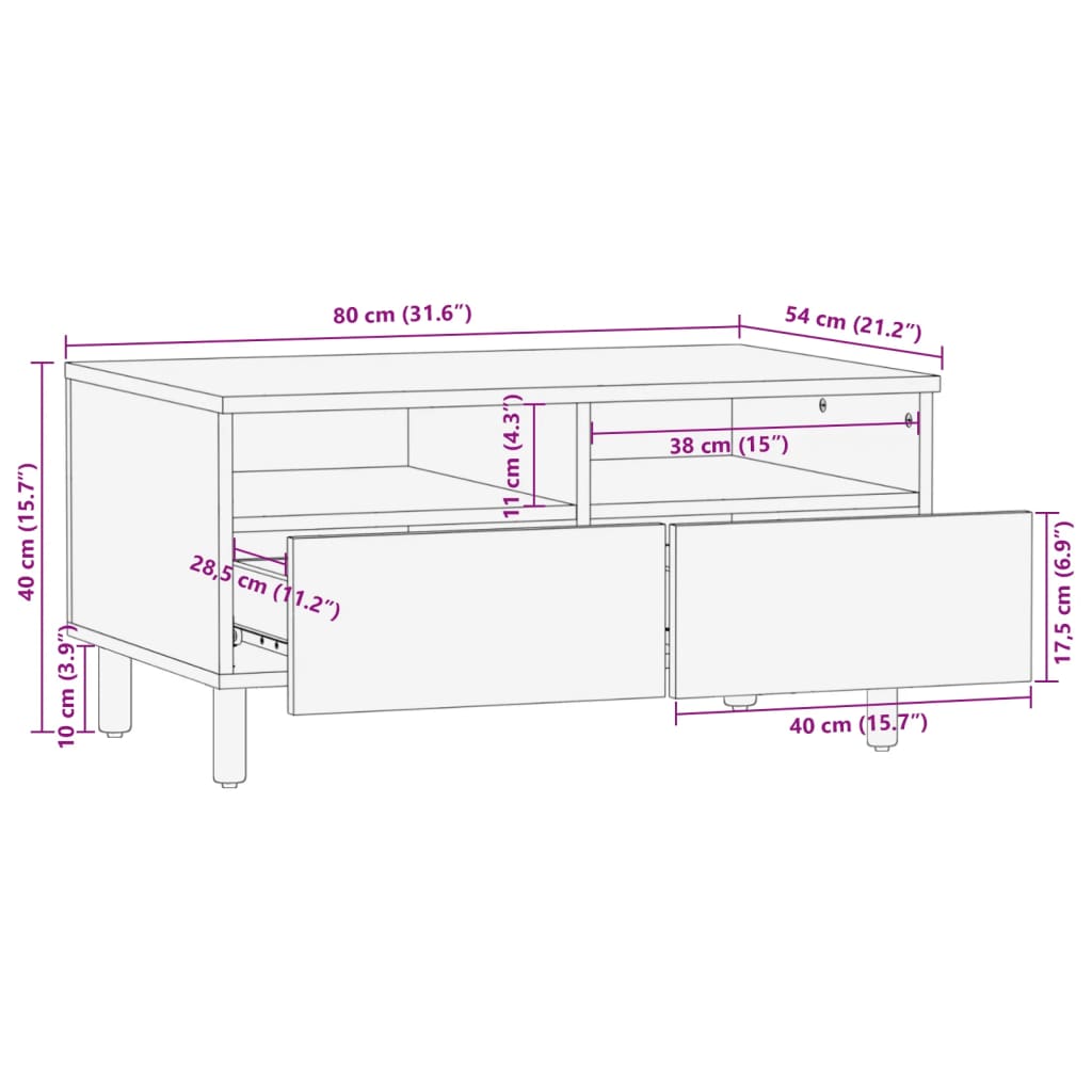 Salongbord svart 80x54x40 cm konstruert tre