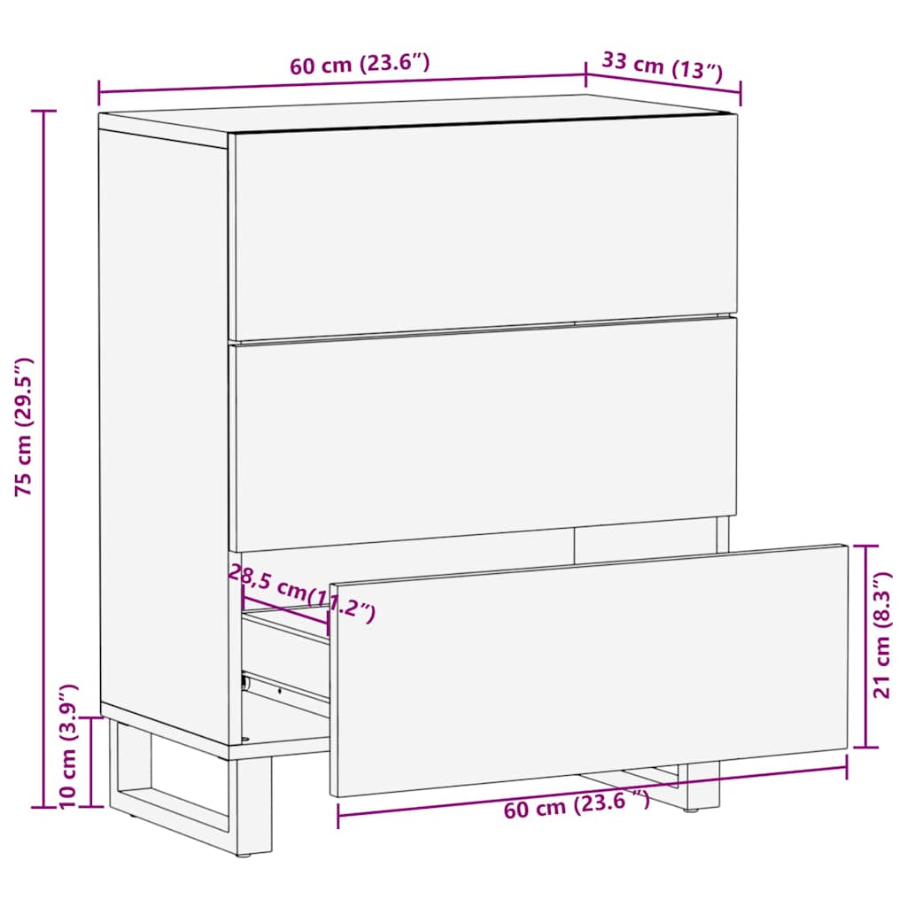 Skjenk svart 60x33x75 cm heltre mango