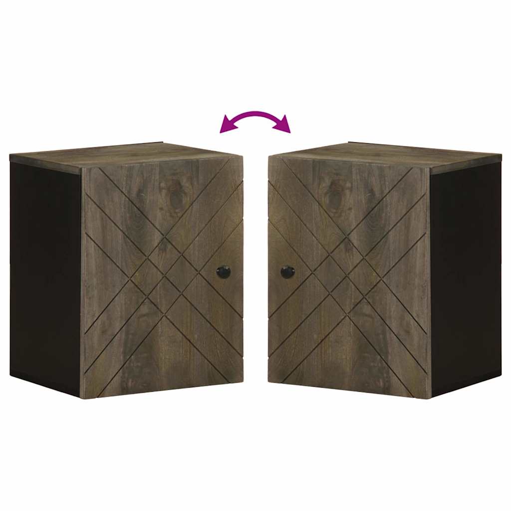 Veggmontert baderomsskap svart 38x33x48 cm heltre mango