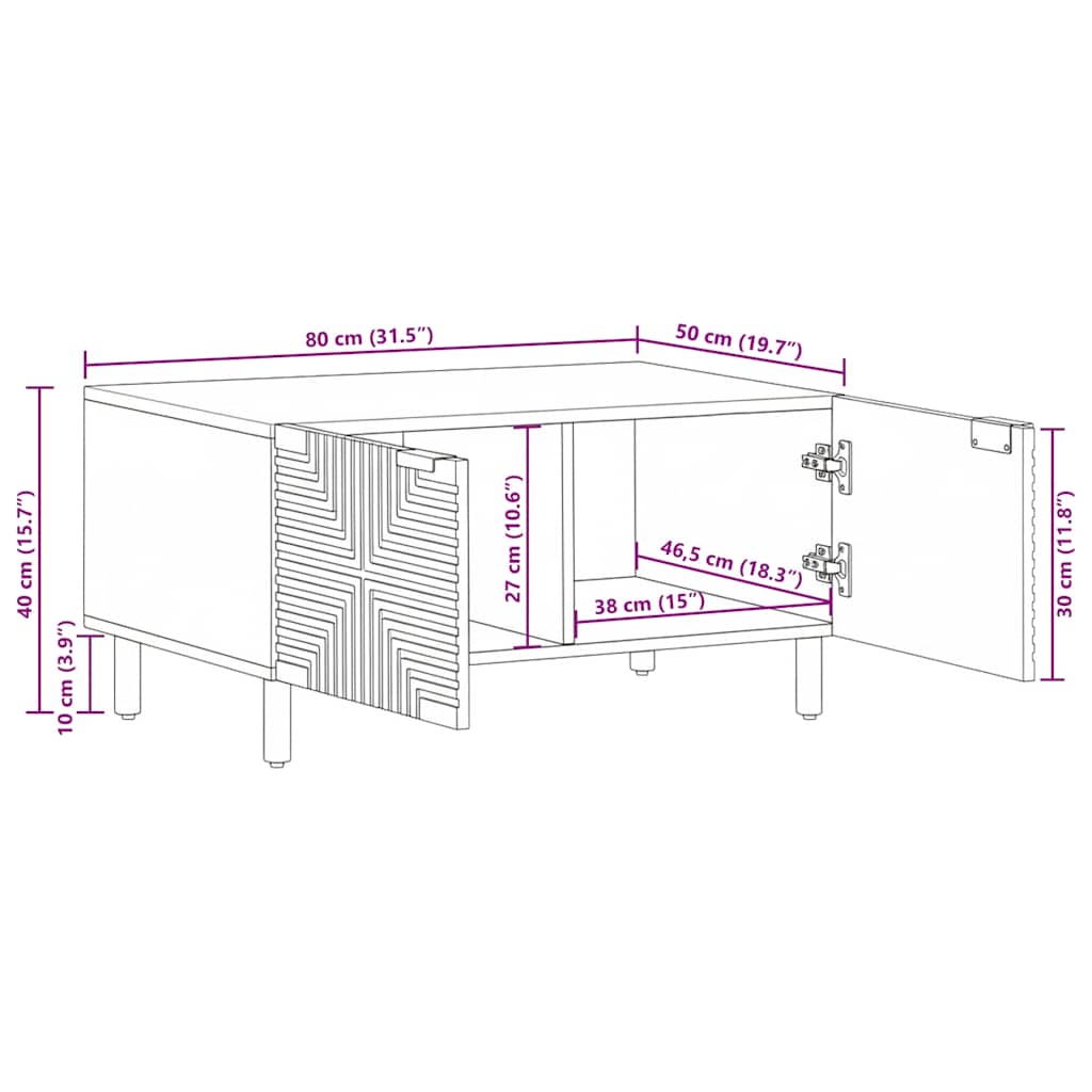 Salongbord 80x50x40 cm heltre akasie