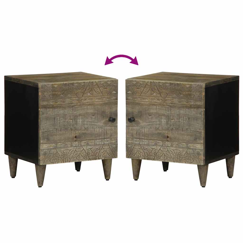 Nattbord 2 stk lysegrå 40x33x46 cm heltre mango