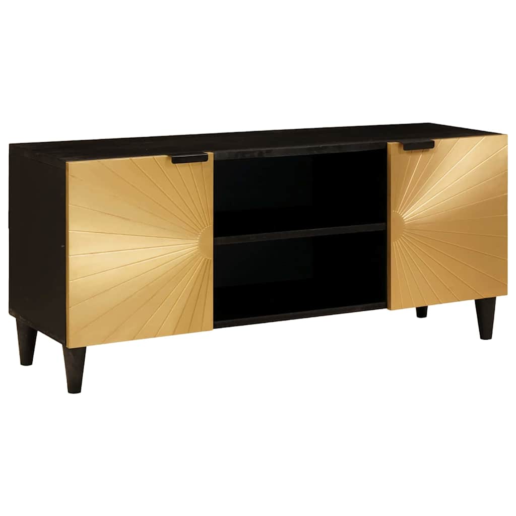 TV-skap med hylle Svart og Gull 105 x 33 x 46 cm Konstruert tre