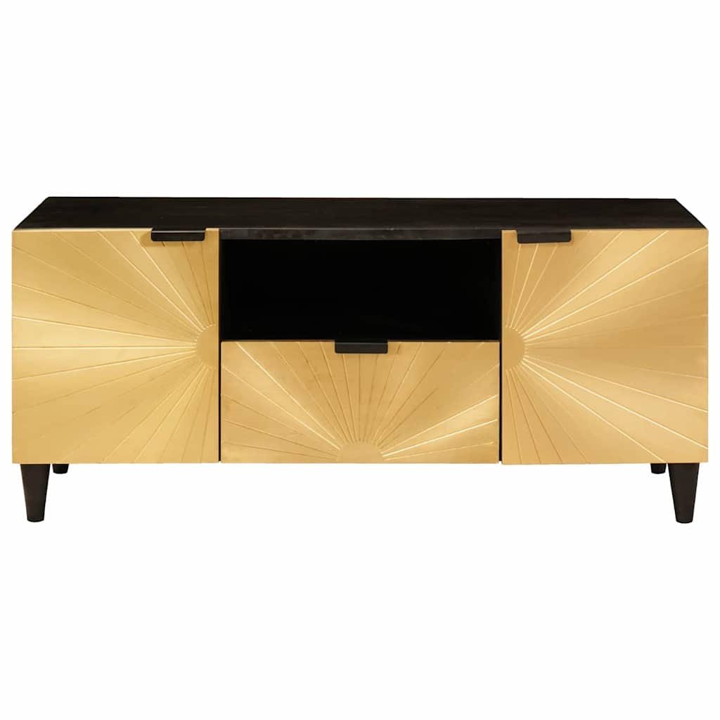 TV-skap med skuff Svart og Gull 105 x 33 x 46 cm Konstruert tre
