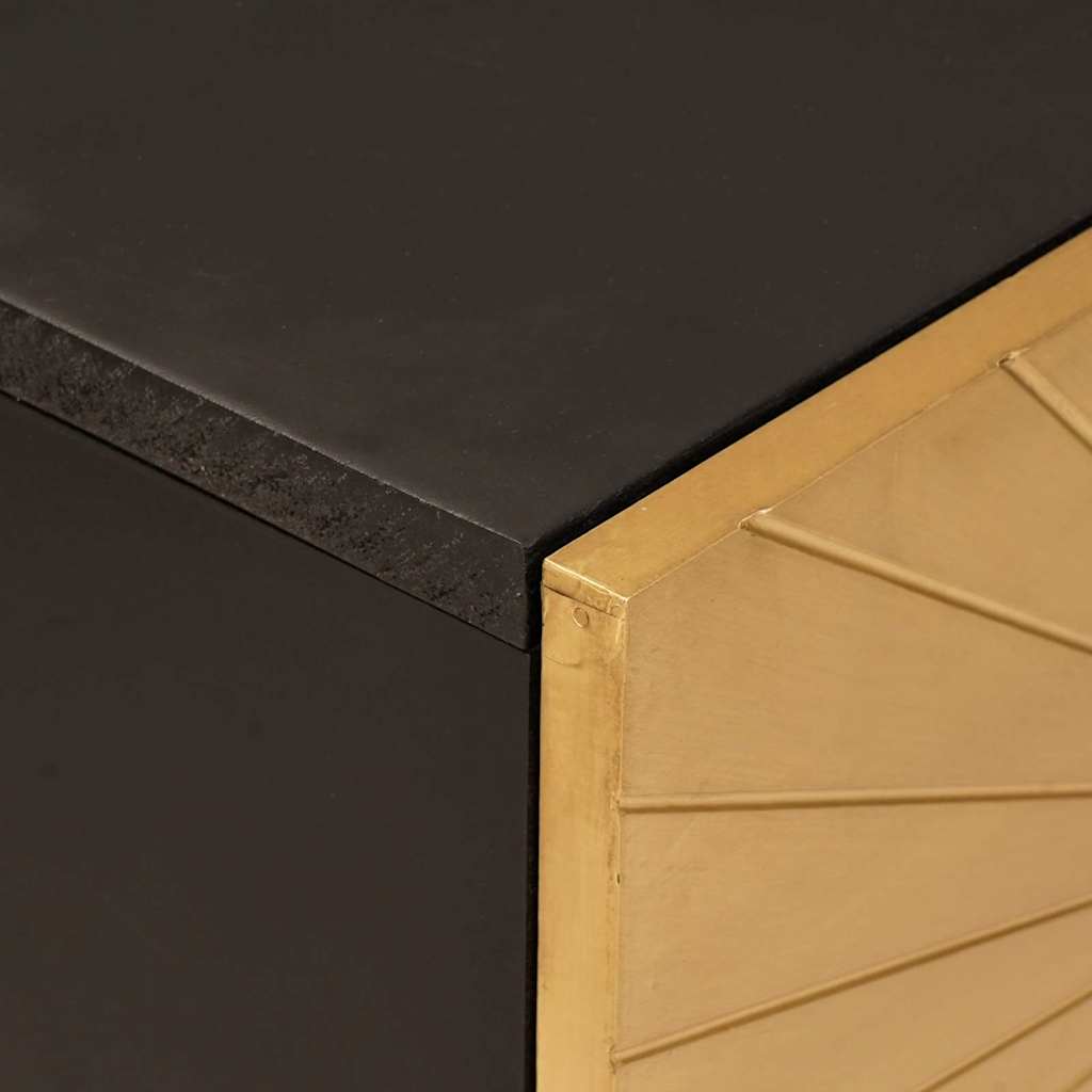 Sideskap Svart og Gull 80 x 33,5 x 75 cm Massiv mango tre