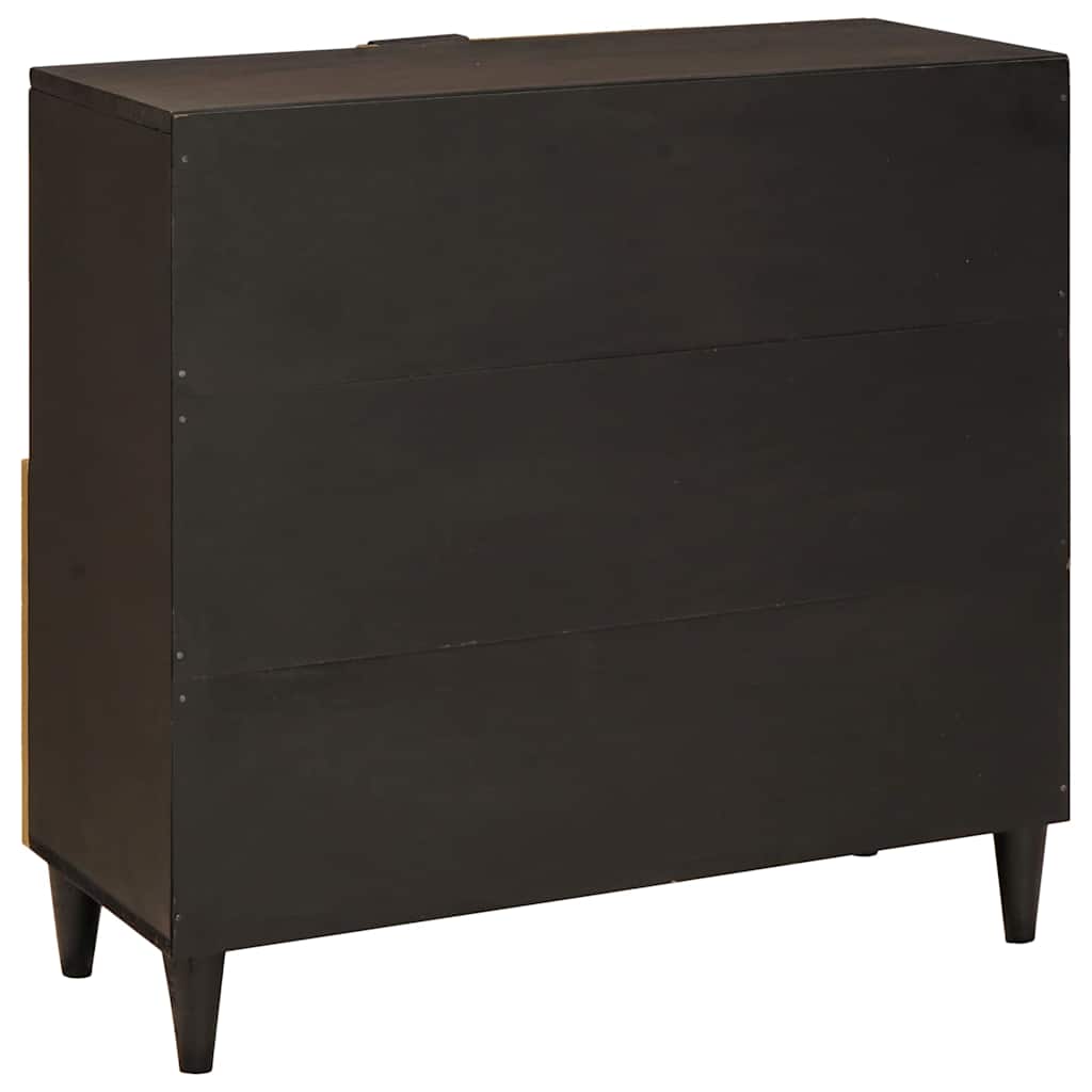 Sideskap Svart og Gull 80 x 33,5 x 75 cm Massiv mango tre