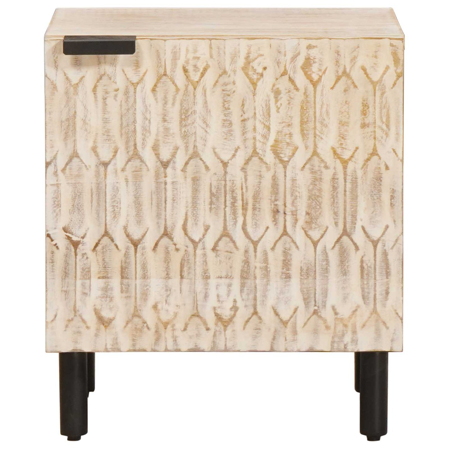 Nattbordskap Hvit 40 x 33 x 46 cm Massiv mango tre