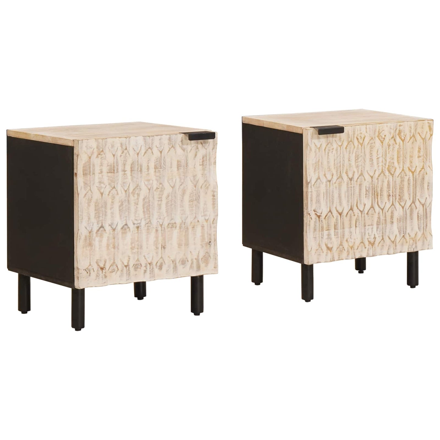 Nattbordskap 2 pcs Hvit 40 x 33 x 46 cm Massiv mango tre