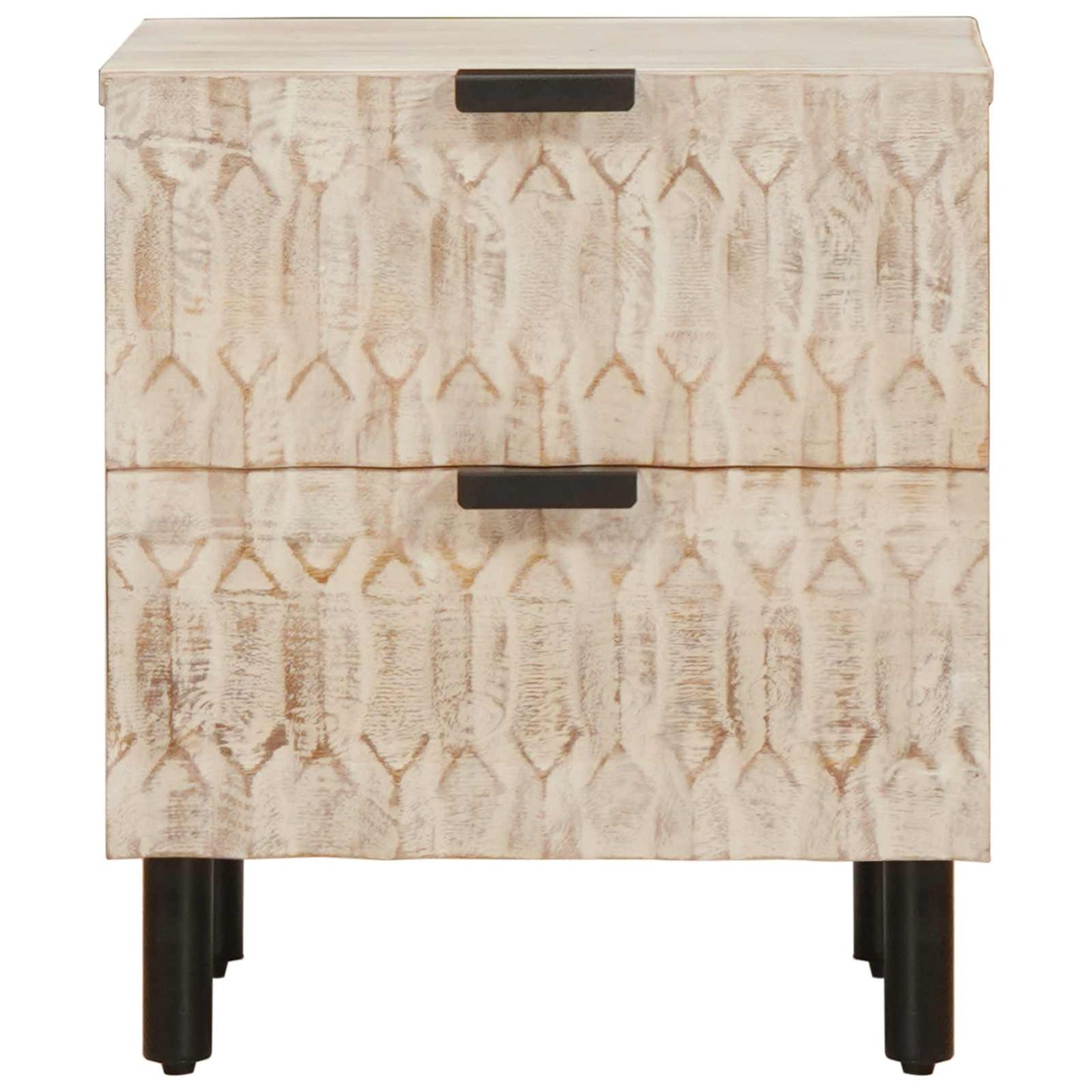 Nattbordskap med skuff Hvit 40 x 33 x 46 cm Massiv mango tre