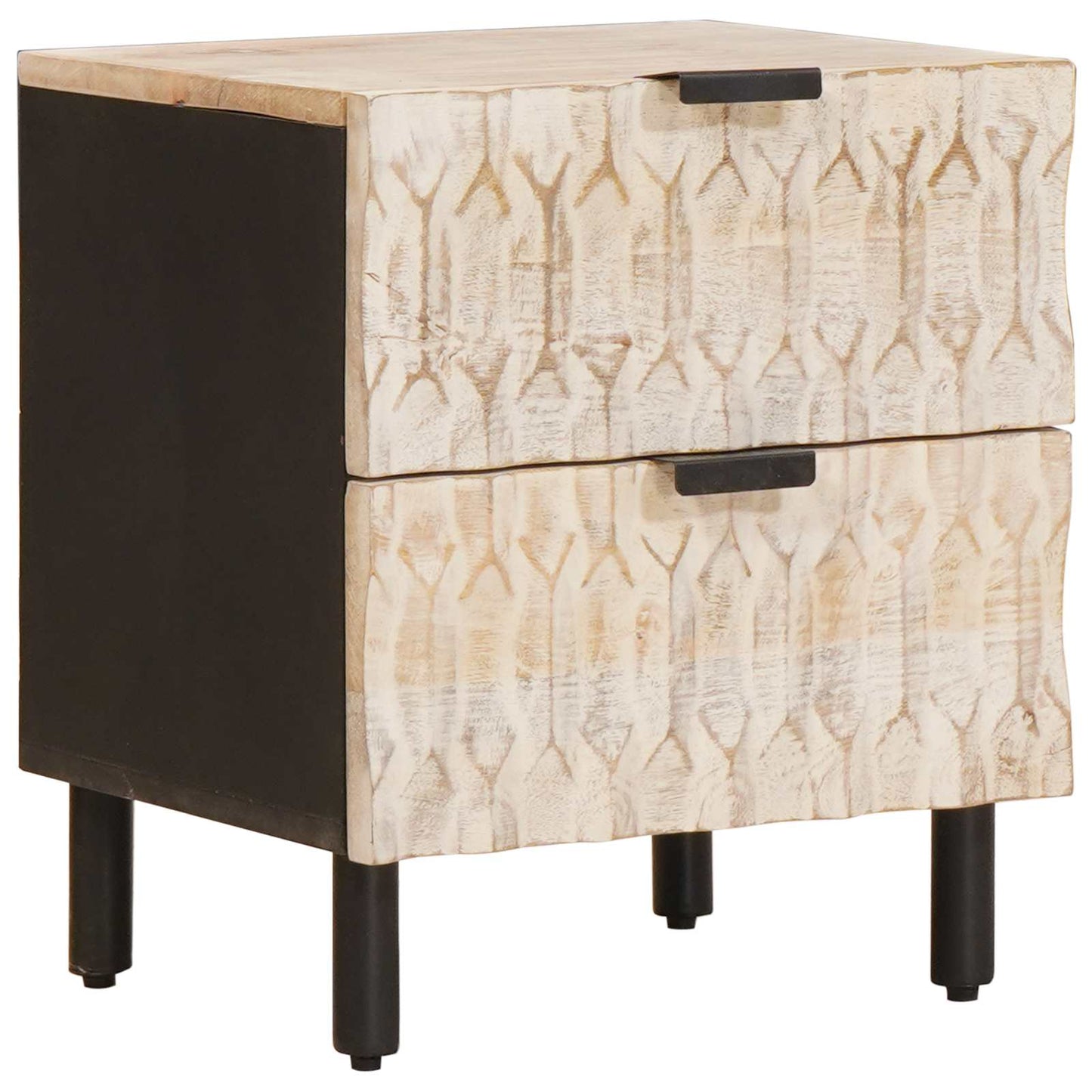 Nattbordskap 2 pcs Hvit 40 x 33 x 46 cm Massiv mango tre