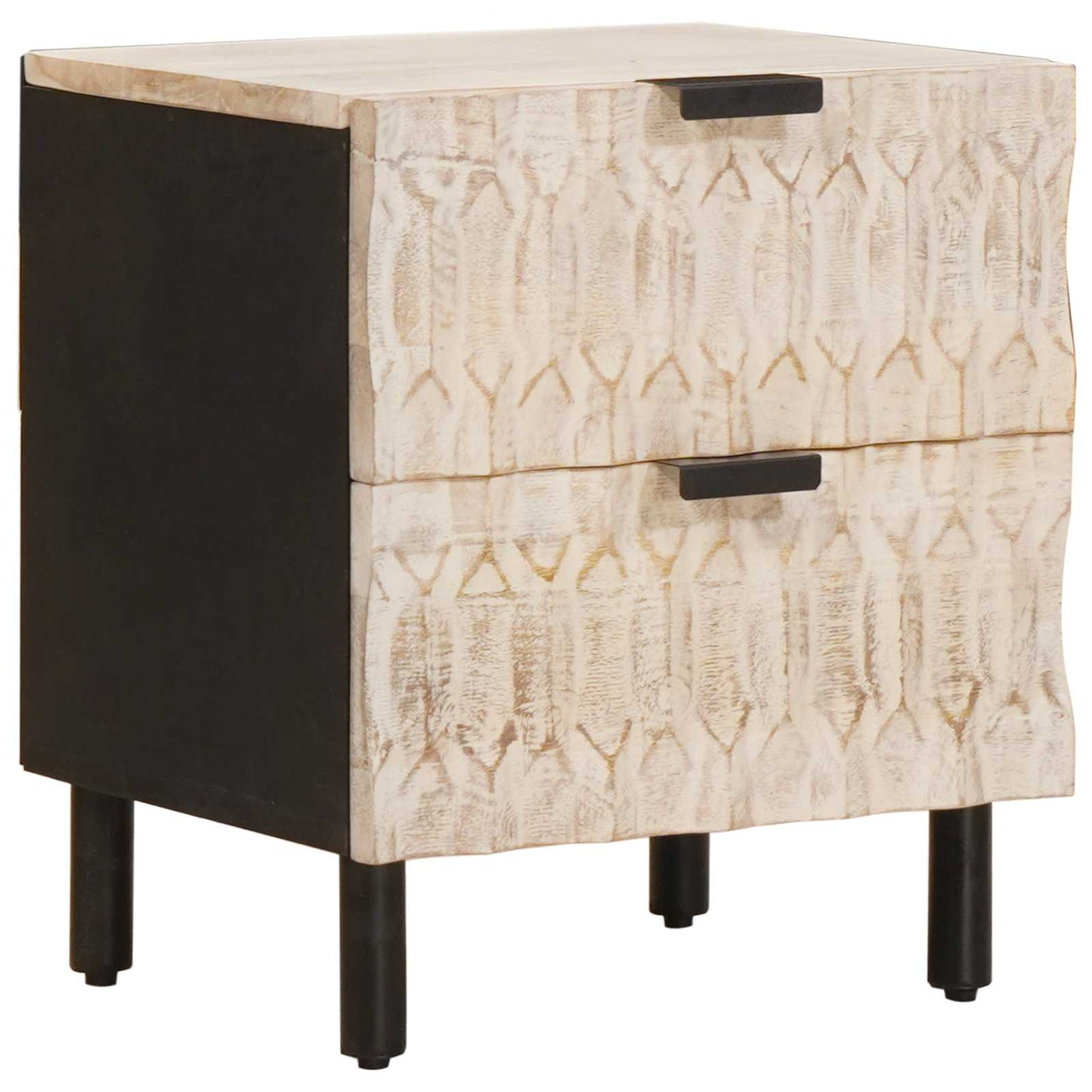 Nattbordskap 2 pcs Hvit 40 x 33 x 46 cm Massiv mango tre