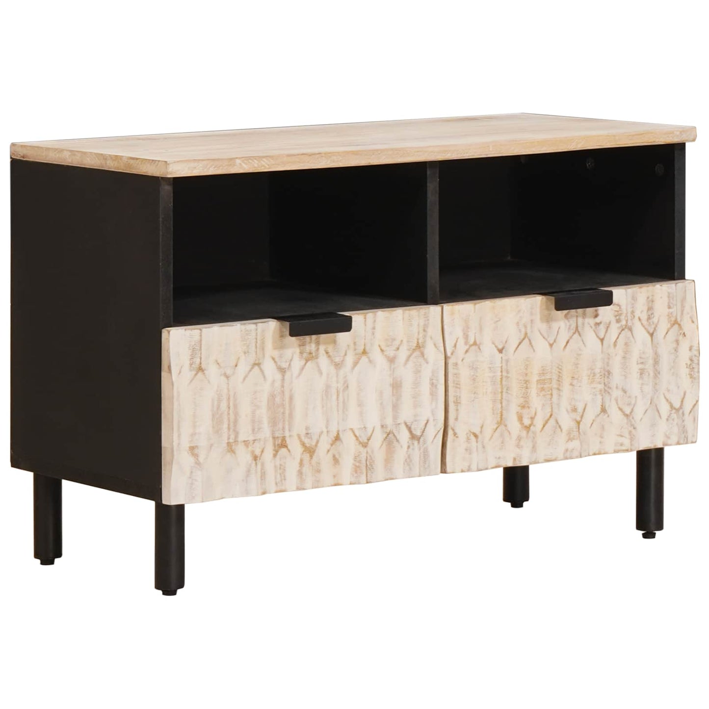 TV-skap Hvit Vask Finish 70 x 33 x 46 cm Massiv mango tre
