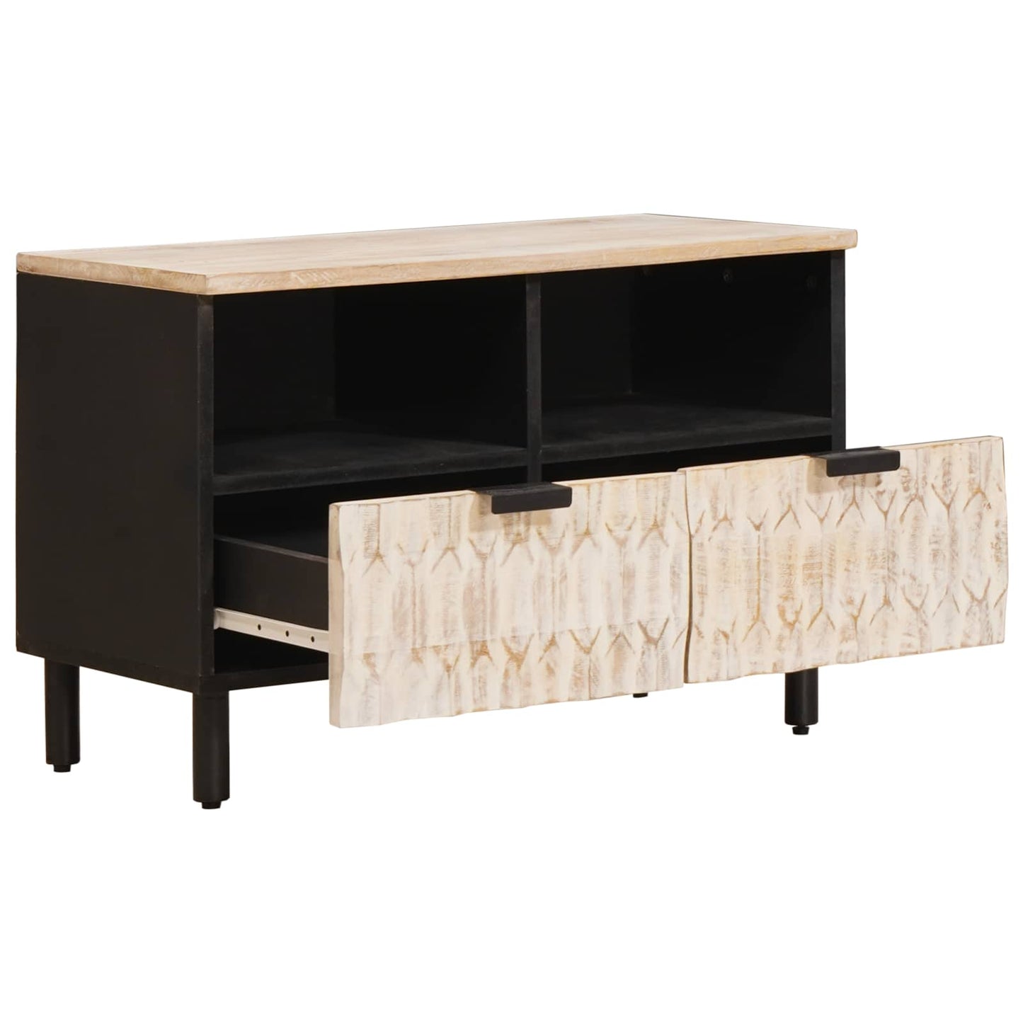 TV-skap Hvit Vask Finish 70 x 33 x 46 cm Massiv mango tre