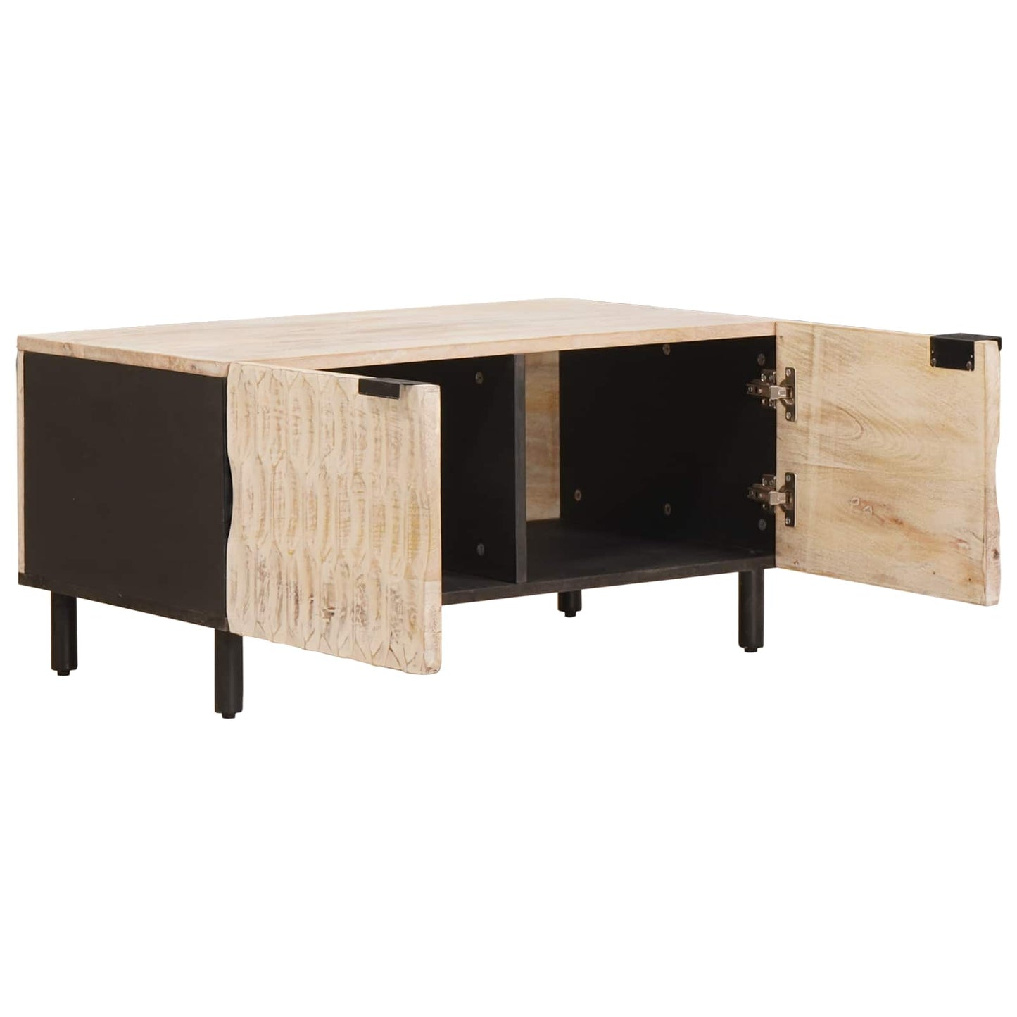 Kaffebord Hvit 80 x 50 x 40 cm Massiv mango tre