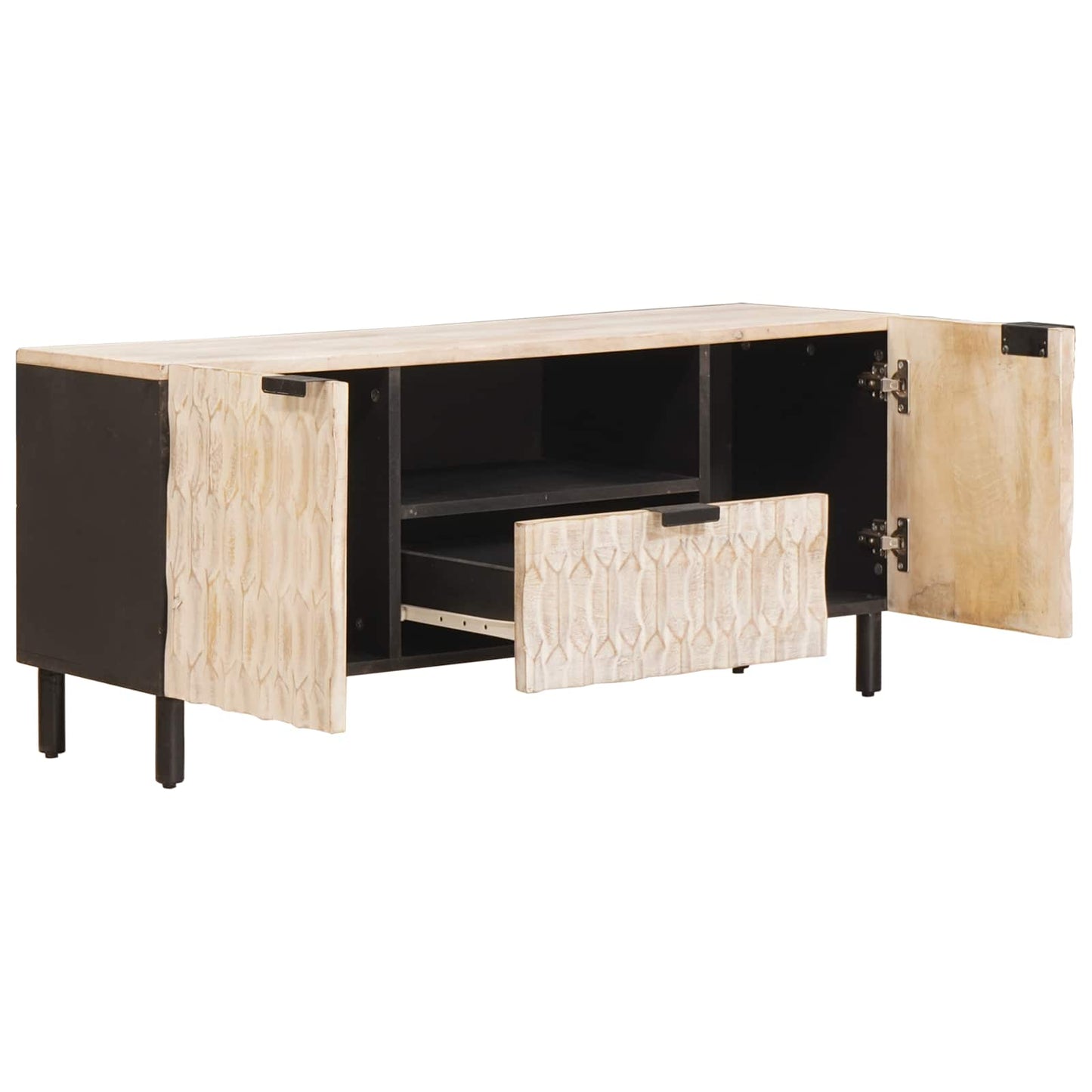 TV-skap Hvit Vask Finish 105 x 33 x 46 cm Massiv mango tre