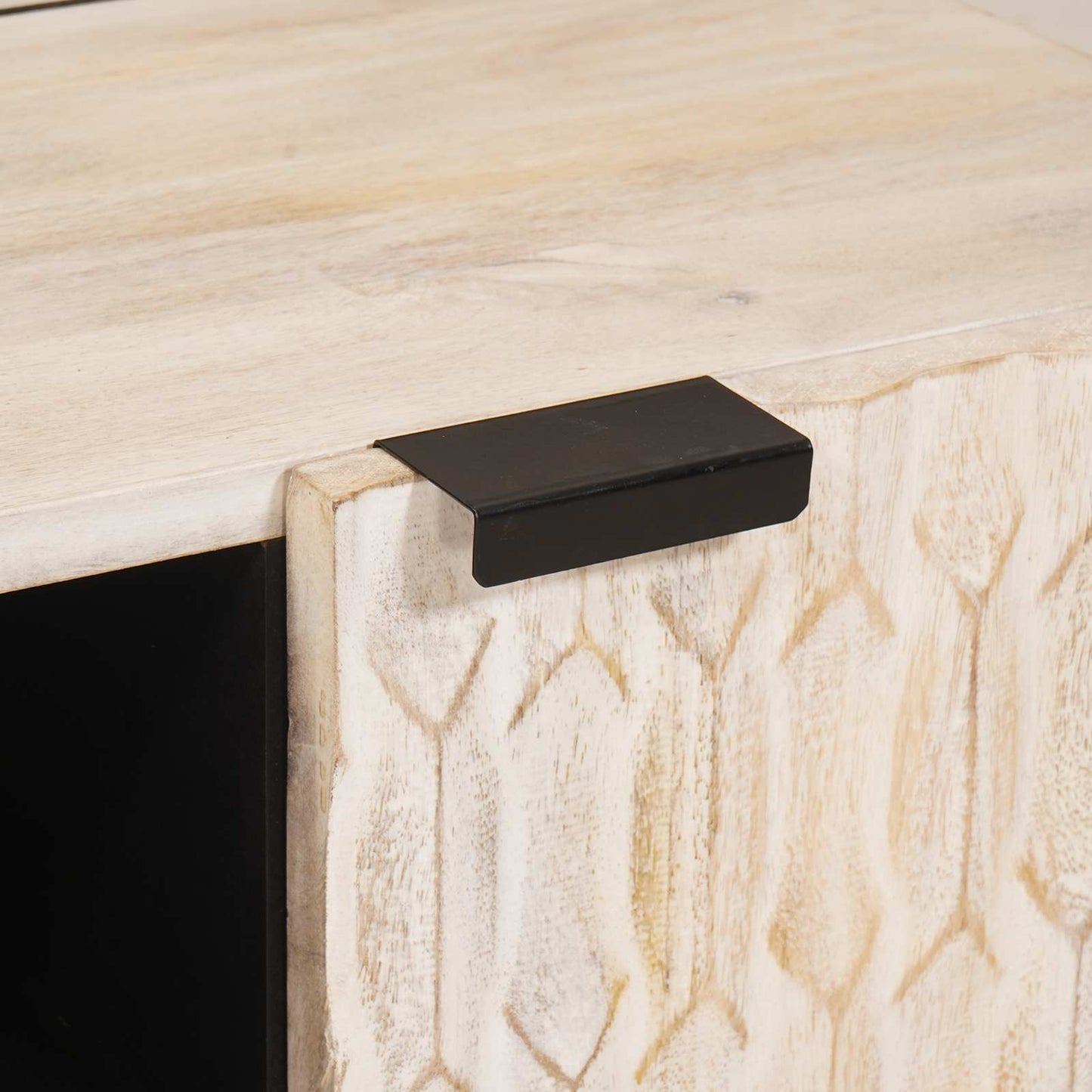 TV-skap Hvit Vask Finish 80 x 33 x 46 cm Massiv mango tre