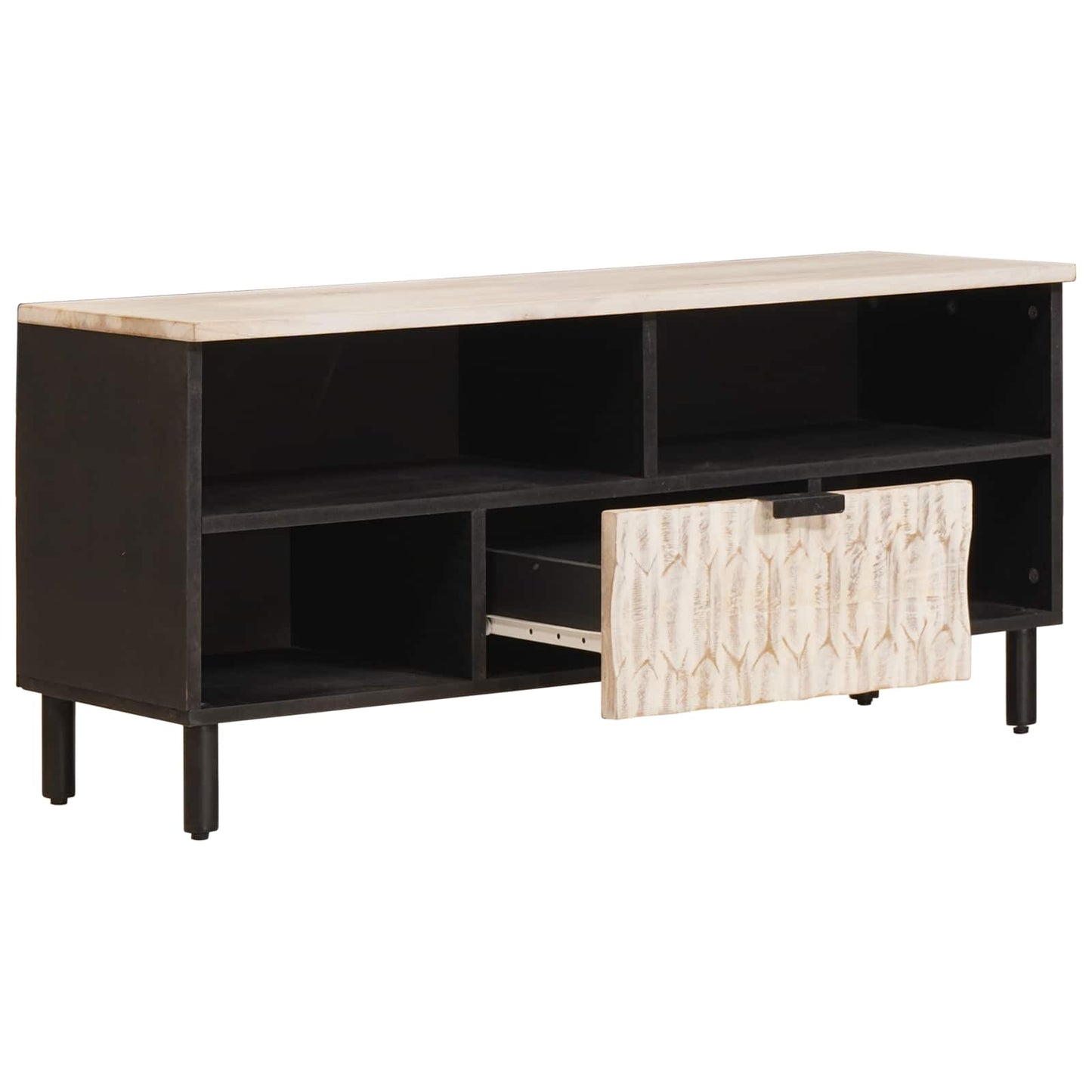 TV-skap Hvit Vask Finish 100 x 33 x 46 cm Massiv mango tre